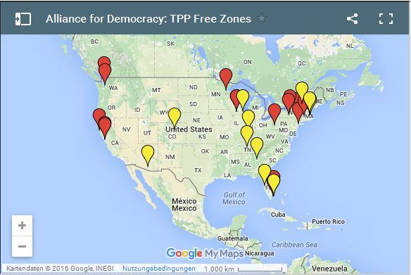 Kommunale Initiativen gegen das Transpazifische Partnerschaftsabkommen (TPP) in den USA