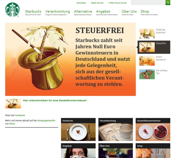 Die Fake-Webseite www.sparbucks.de