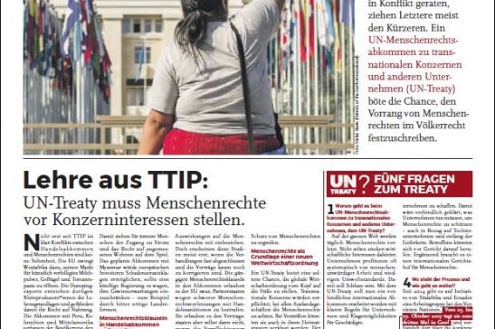 Bündniszeitung / taz-Beilage der dt. Treaty Allianz (10/17) zum Download