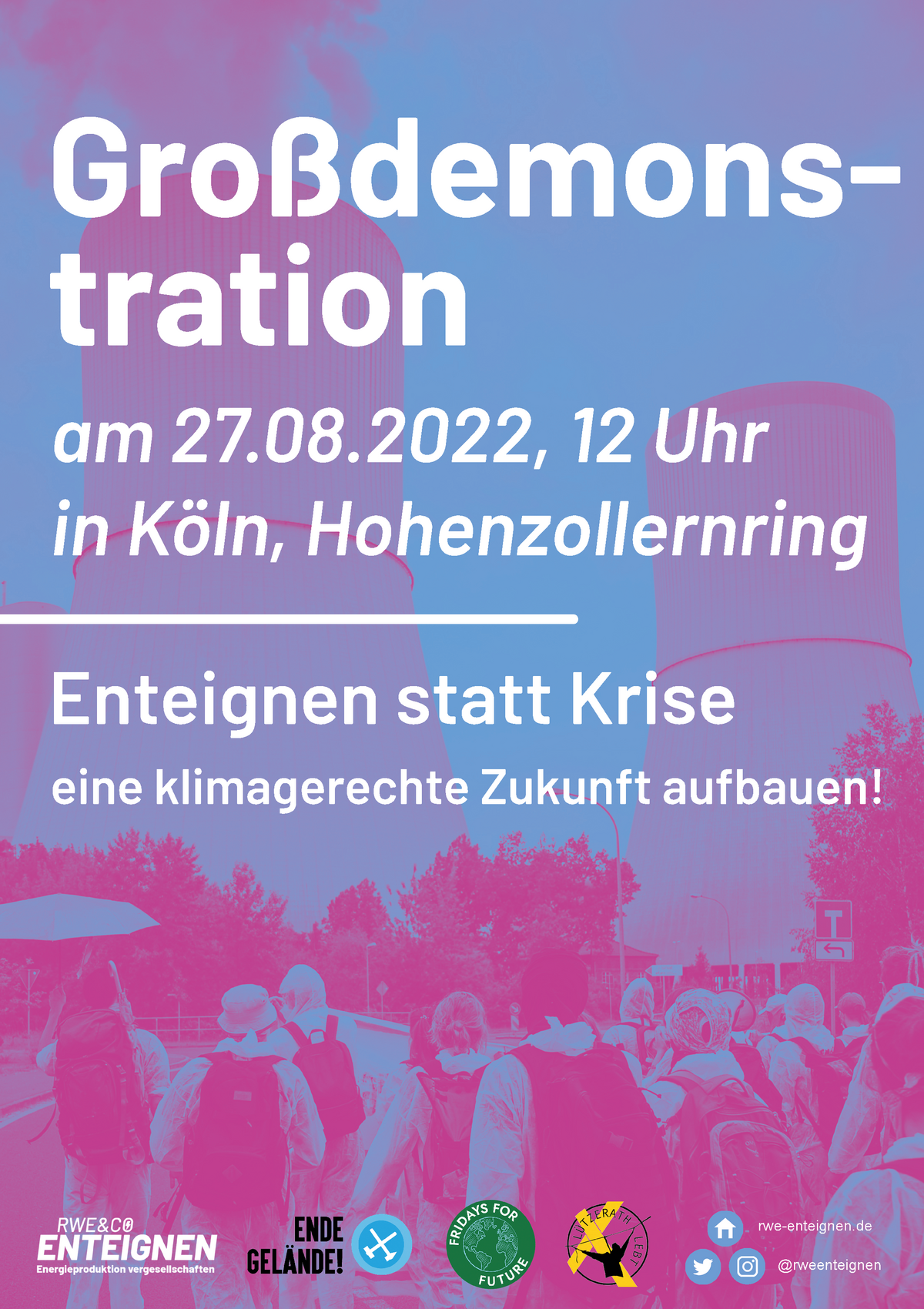 Mobilisierungsplakat zur Großdemo RWE und Co. Enteignen am 27.8. in Köln 