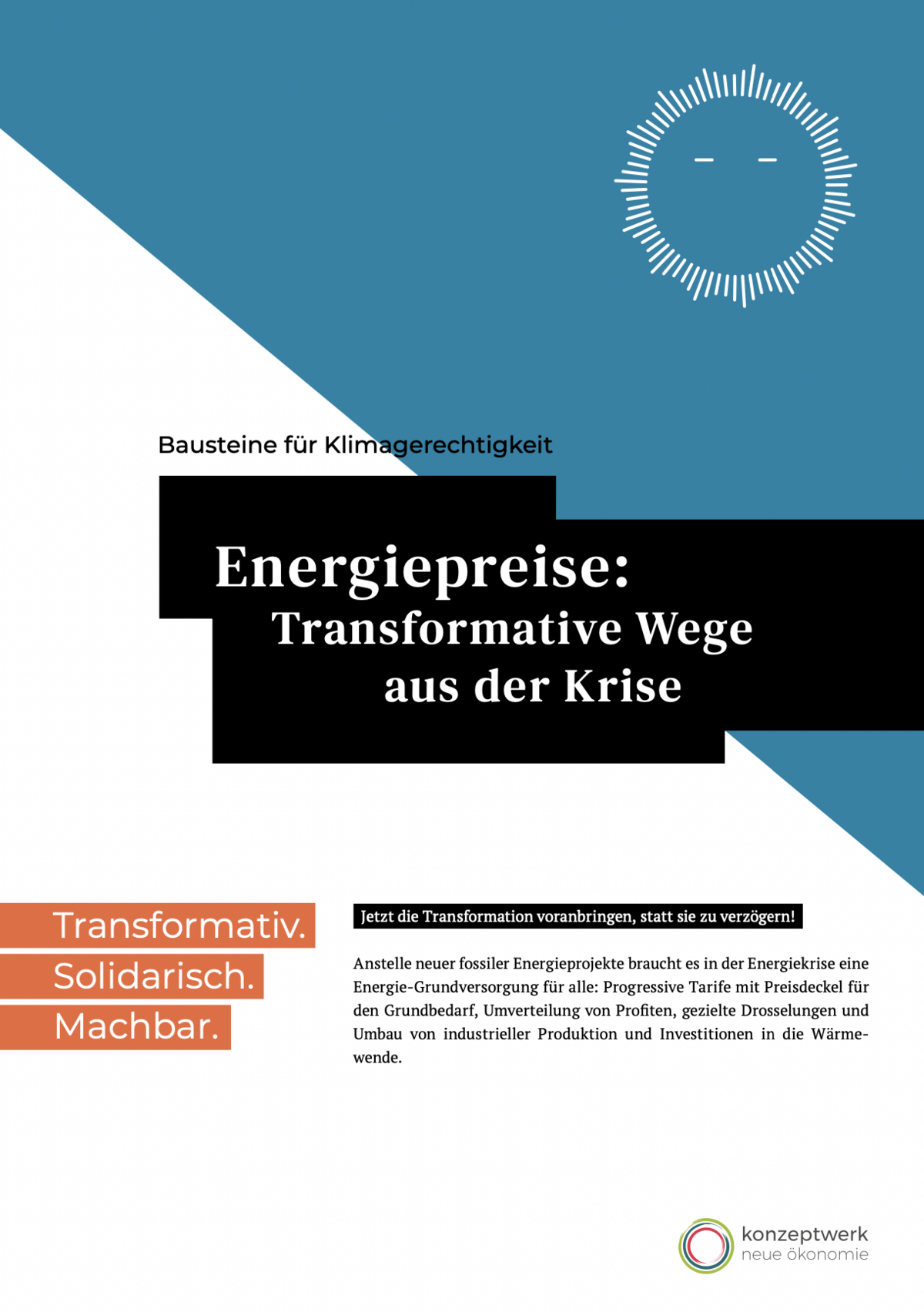 Cover der Studie "Energiepreise. Transformation Wege aus der Krise"
